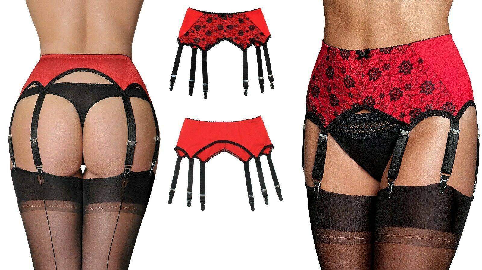 Nancies Lingerie Red Lace Strap Pull On Suspender Garter Belt Nlpul