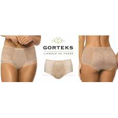 'Gorteks Lingerie' Elise Beige Smooth Floral Lace High Waist Panties (UK Size...