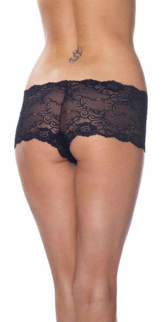 'Amorable' by Rimba Lingerie Sexy Black Stretch Lace Hotpants Boyshorts (R1325)