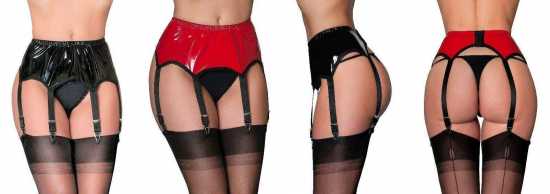 Nancies Lingerie Erotic 6 Strap PVC Suspender / Garter Belt for Stockings (NL53)