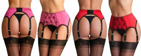 Nancies Lingerie Lace 6 Strap Suspender / Garter Belt for Stockings (NL60)