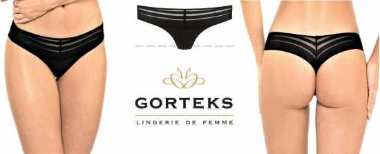 'Gorteks Lingerie' Luna Black Powermesh Sheer Brief Knickers (UK Sizes 10 - 22)