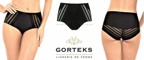 'Gorteks Lingerie' Luna Black High Waist Sheer Brief Knickers (UK Sizes 10 - 22)