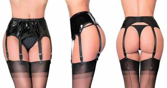 Nancies Lingerie Erotic 6 Strap PVC Suspender / Garter Belt for Stockings (NL53)