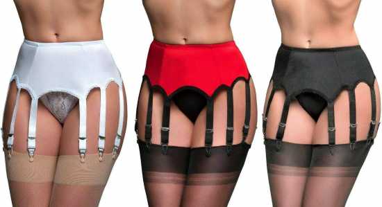 Nancies Lingerie Lycra 10 Strap Suspender / Garter Belt for Stockings (NL11)