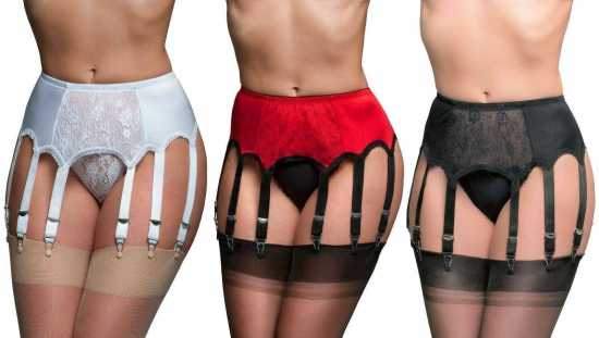 Nancies Lingerie Lace 10 Strap Suspender / Garter Belt for Stockings (NL10)