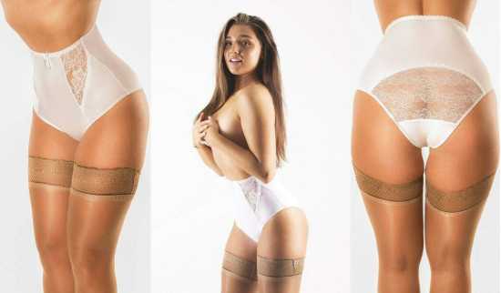 Nancies Lingerie 'Elegant' High Waist Powermesh Lace Knickers with Lycra (NLelb)