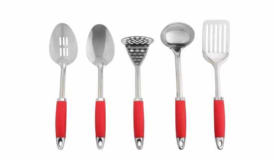 Argos Home 5 Piece Stainless Steel Utensils and Caddy - Red