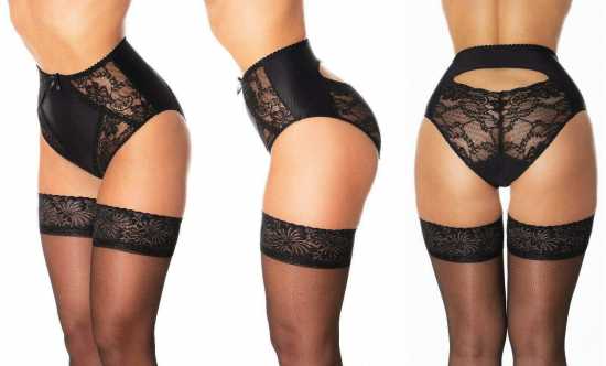 Nancies Lingerie 'Peek a Boo' High Waist Lace Knickers with Cut Out (NLpkb)