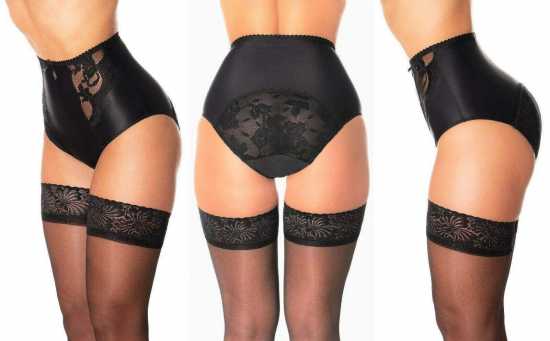 Nancies Lingerie 'Elegant' High Waist Powermesh Lace Knickers with Lycra (NLelb)