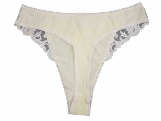 Adore Lingerie [ UK SIZE 12/14 ] 'Sunflower' Ivory Thong with Pretty...