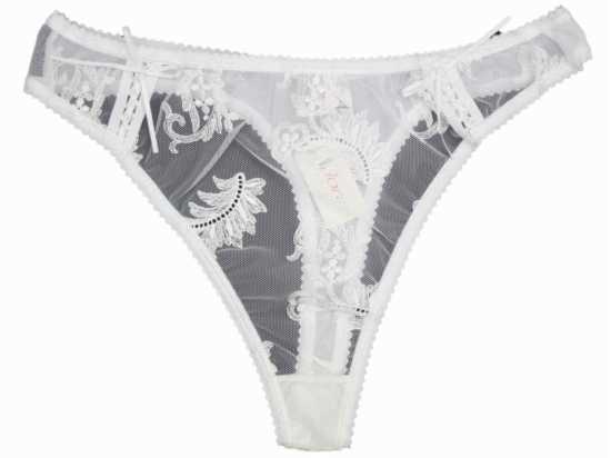 Adore Lingerie [ UK SIZE 12/14 ] 'Flirty' White Lace Detail Thong Knickers...