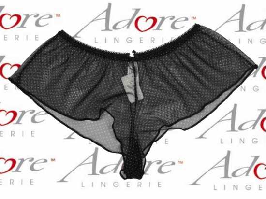 Adore Lingerie [ UK SIZE 12/14 ] 'Dotty' Polka Dot Black Hipster Shorty (3247)