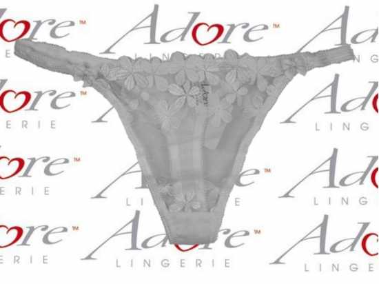 Adore Lingerie [ UK SIZE 12/14 ] 'Falling Blossom' White Tanga Thong (3026)