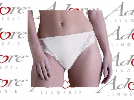 Adore Lingerie [ UK SIZE 12/14 ] 'Sunflower' White Thong with Pretty...