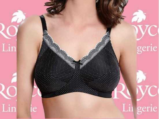 Royce Lingerie [ UK SIZE 32GG ] Everyday Ava Black Polka Dot Wirefree Bra (1154)