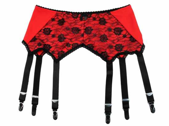 Nancies Lingerie Red Lace 6 Strap 'Pull On' Suspender / Garter Belt  (NLpul6)