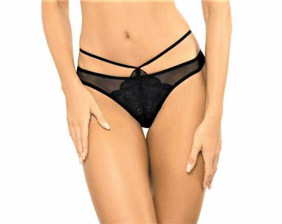 'Gorteks Lingerie' Charlize Black Floral Lace Brief Knickers (UK Sizes 10 - 22)