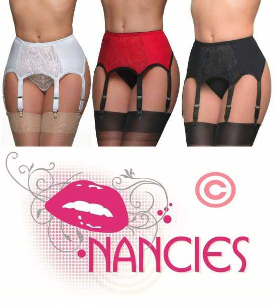 Nancies Lingerie 6 Strap Suspender / Garter Belt with Lace for Stockings (NL8)