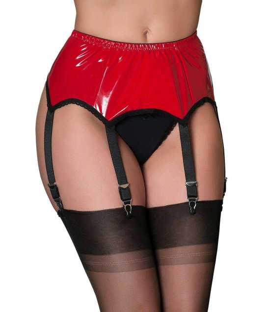 Nancies Lingerie Erotic 6 Strap PVC Suspender / Garter Belt for Stockings (NL53)