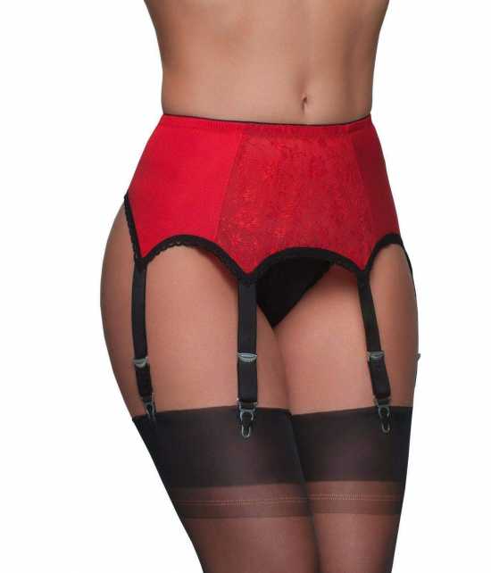 Nancies Lingerie 6 Strap Suspender / Garter Belt with Lace for Stockings (NL8)