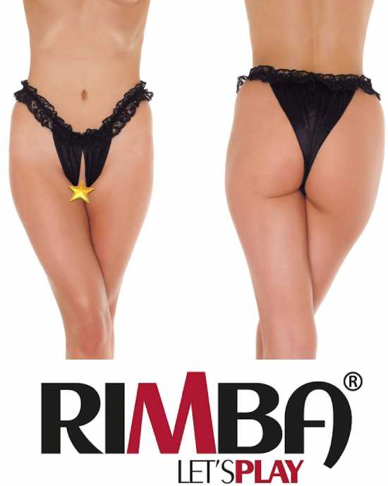 'Amorable' by Rimba Lingerie [ UK 8 - 14 ] Sexy Open Front Black Frilled...