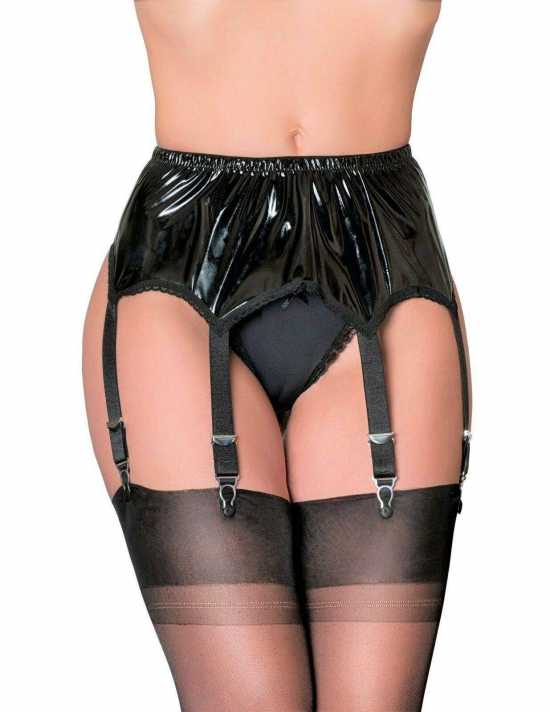 Nancies Lingerie Erotic 6 Strap PVC Suspender / Garter Belt for Stockings (NL53)