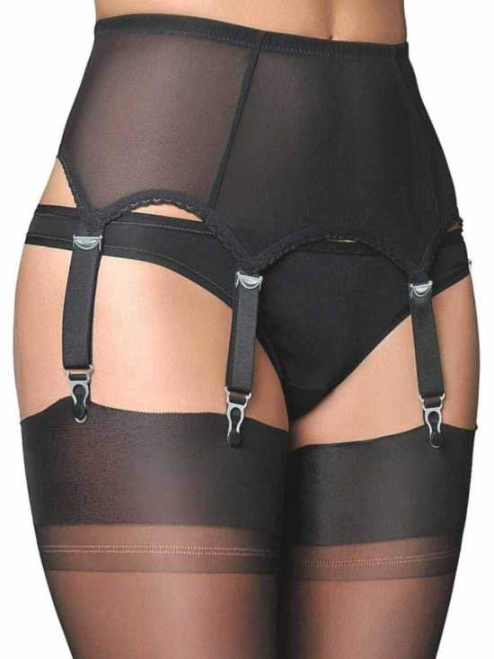 Nancies Lingerie 6 Strap Powermesh Suspender / Garter Belt for Stockings (NL61)