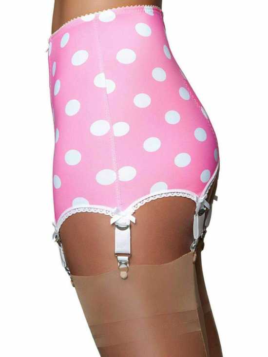 Nancies Lingerie 6 Strap Ladybird Girdle Polka Dot Shapewear for Nylons (NLlbg)