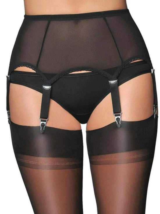 Nancies Lingerie 6 Strap Powermesh Suspender / Garter Belt for Stockings (NL61)