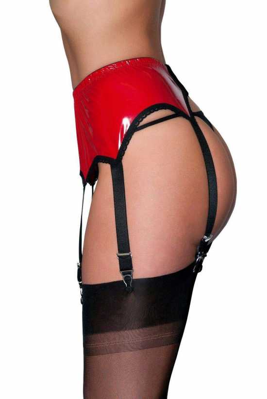 Nancies Lingerie Erotic 6 Strap PVC Suspender / Garter Belt for Stockings (NL53)