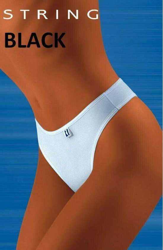 'Wolbar Lingerie' Black Tahoo String Knickers ( UK Size 14 )